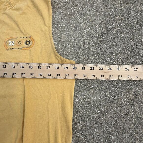 Vintage Delta Pro Weight Busch Gardens Sleeveless Shirt Mens Medium Yellow USA - Picture 2 of 5